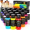 Acrylic Paint Set, 24 Colors with 12 Brushes & Palette, Non Toxic Art Supplies Kit for Painting Fabric, Canvas, Clay, Wood, Rock & Ceramic, Easter Egg, Rich Pigments for Beginners, Students & Professional Artists (2 oz, 60 ml)